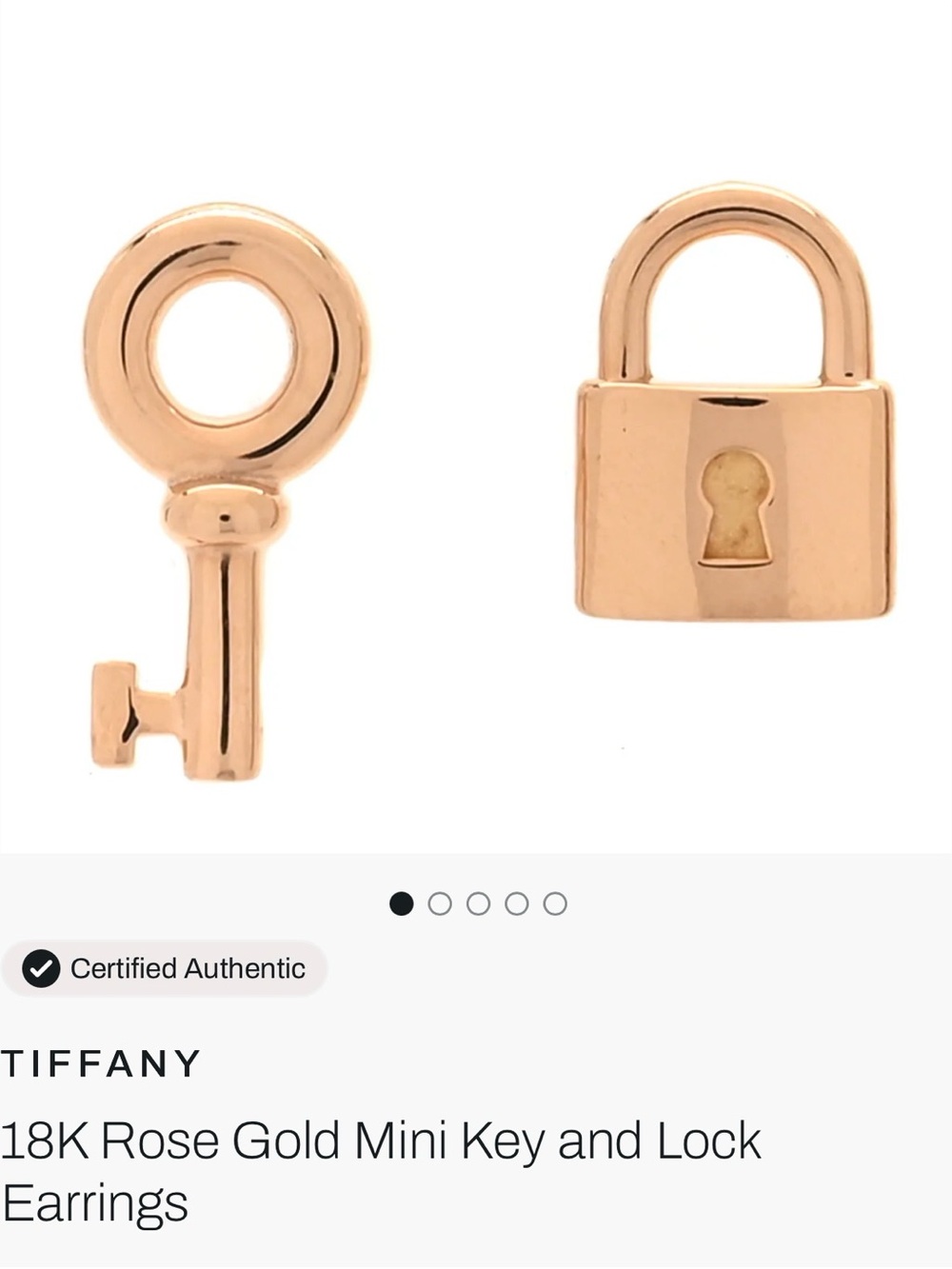 Authentic Tiffany & Co. Rose Gold Key and Lock Mini Earrings